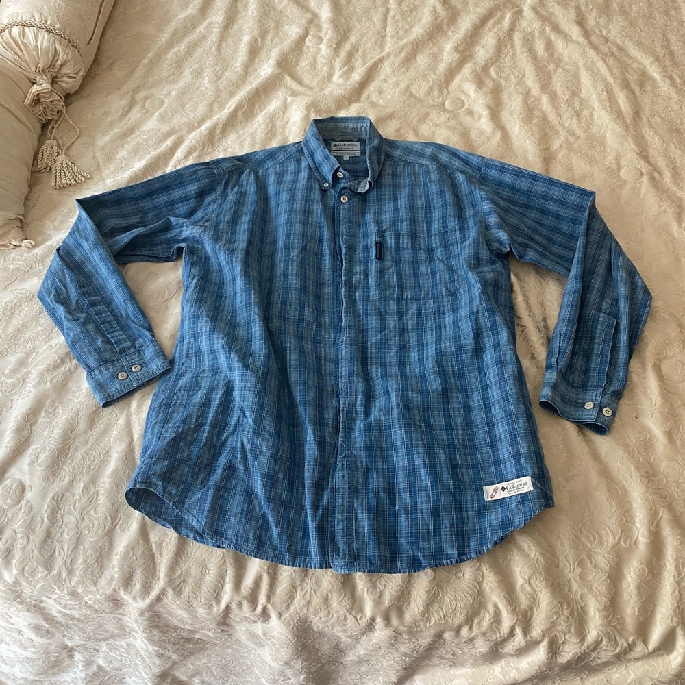 Columbia Blue Plaid Long Sleeve Shirt